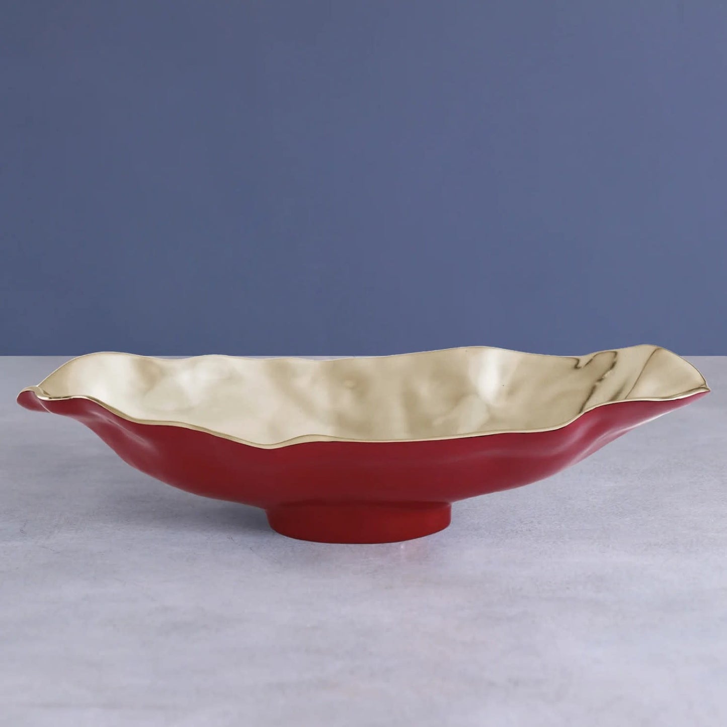 Thanni Maia Medium Oval Bowl, Red and Gold
