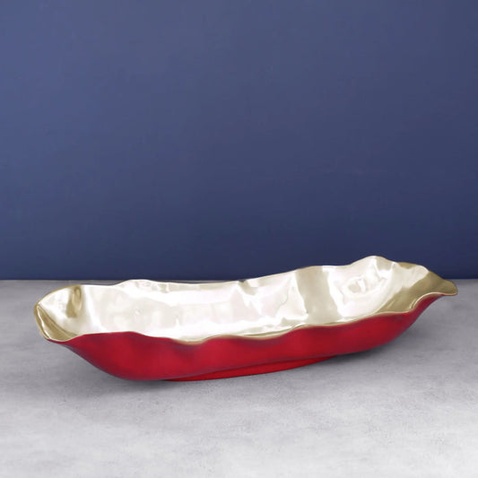 Thanni Vento Long Centerpiece, Red and Gold