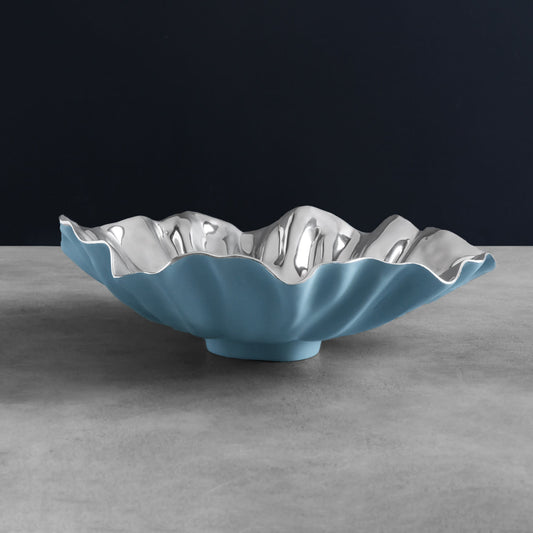 Thanni Bloom Large Bowl, Blue and Silver