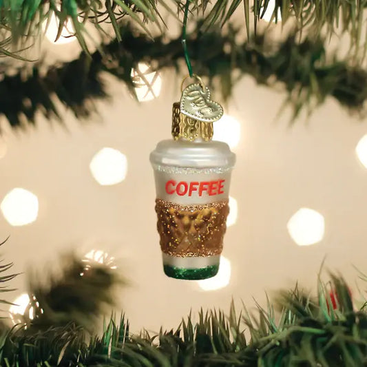 Old World Coffee to Go Glass Ornament
