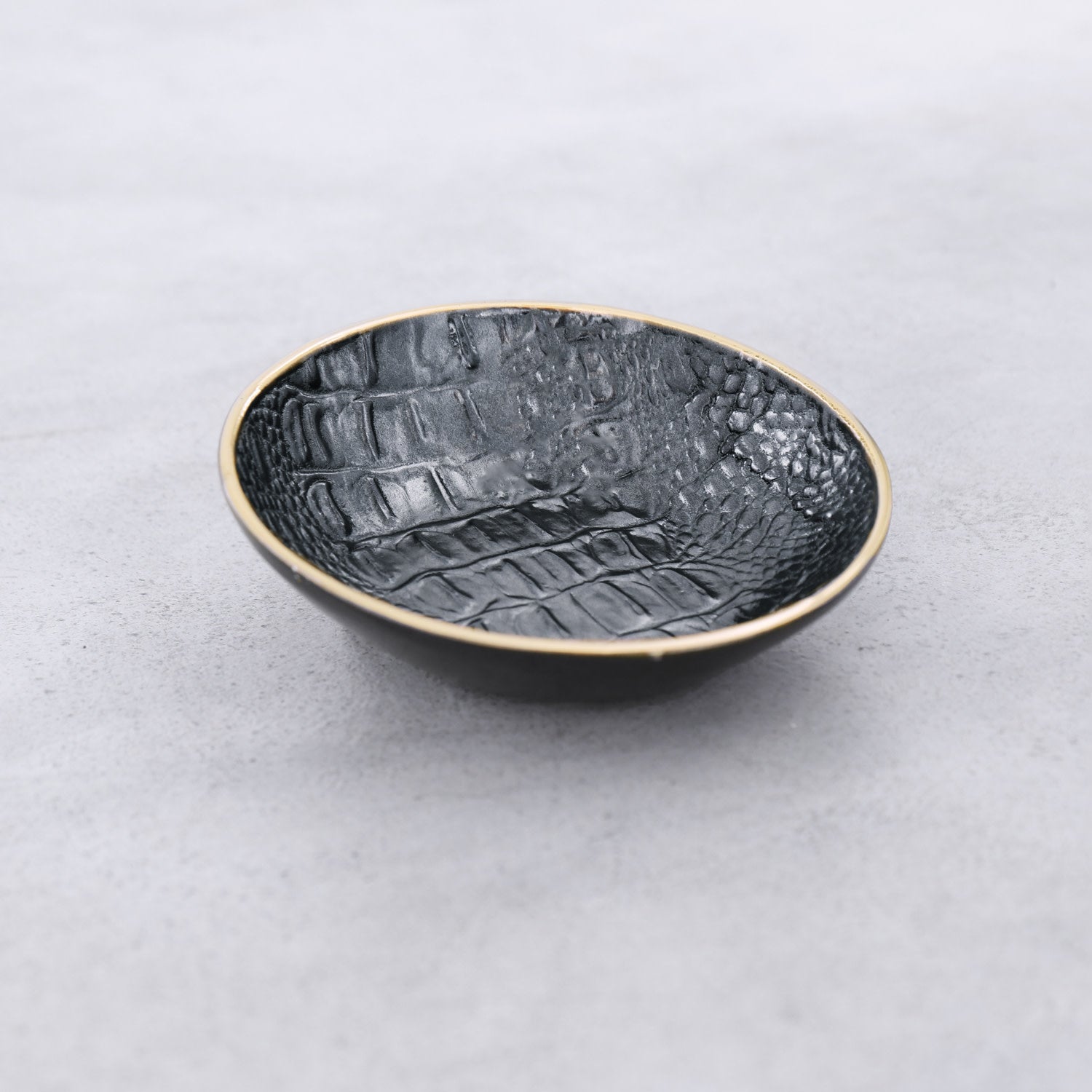 Beatriz Ball Thanni Croc Small Round Bowl, Black and Gold