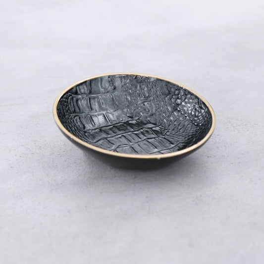 Beatriz Ball Thanni Croc Small Round Bowl, Black and Gold