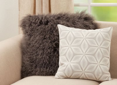 Saro Embroidered Flower Pillow 18"