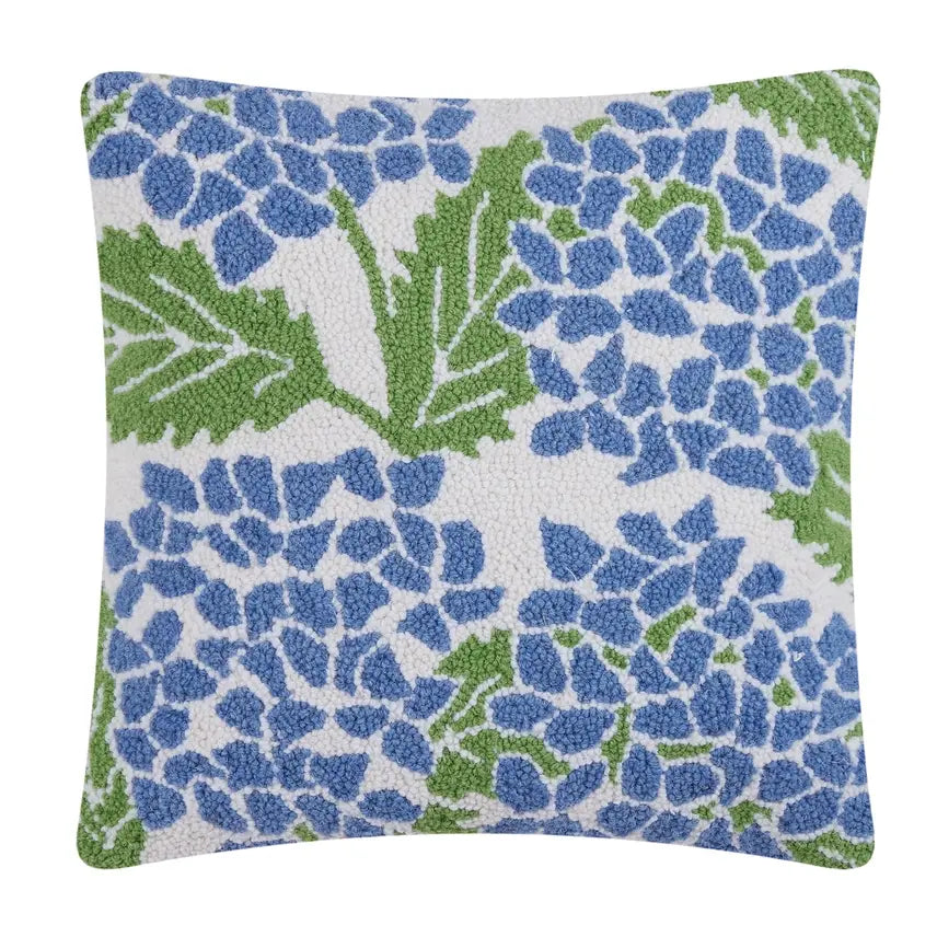 Hydrangea Hook Pillow, Blue
