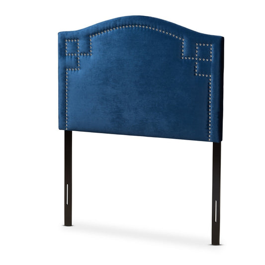 Baxton Studio Aubrey Headboard/Twin, Blue Velvet, Nail Detail