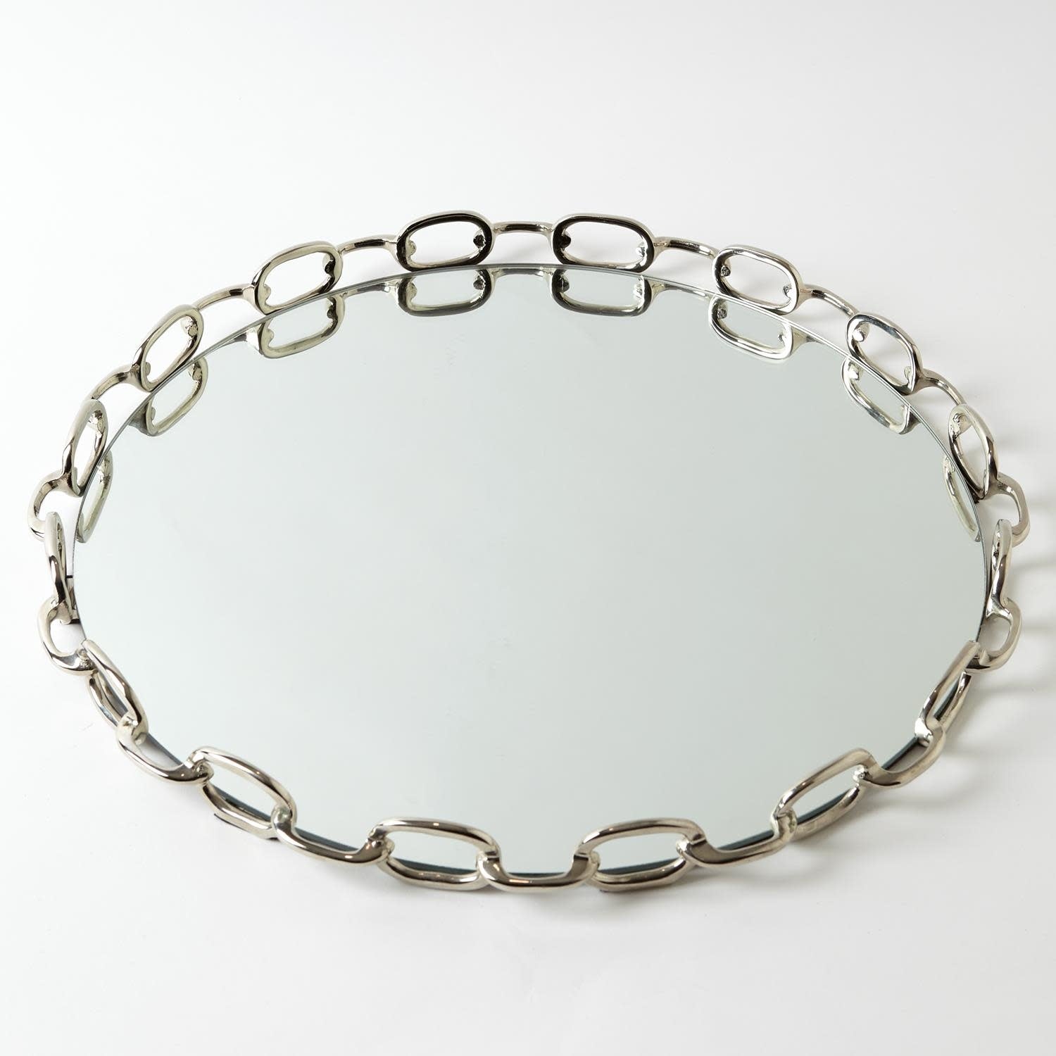 Global View Linked Mirrored Tray Nickel Large