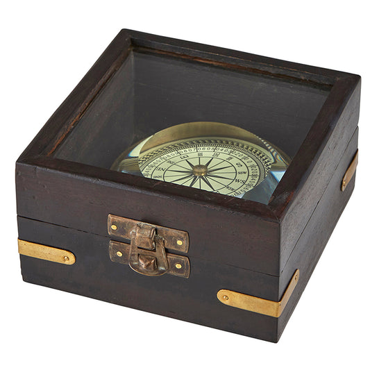 Compass Lens in Wooden Box