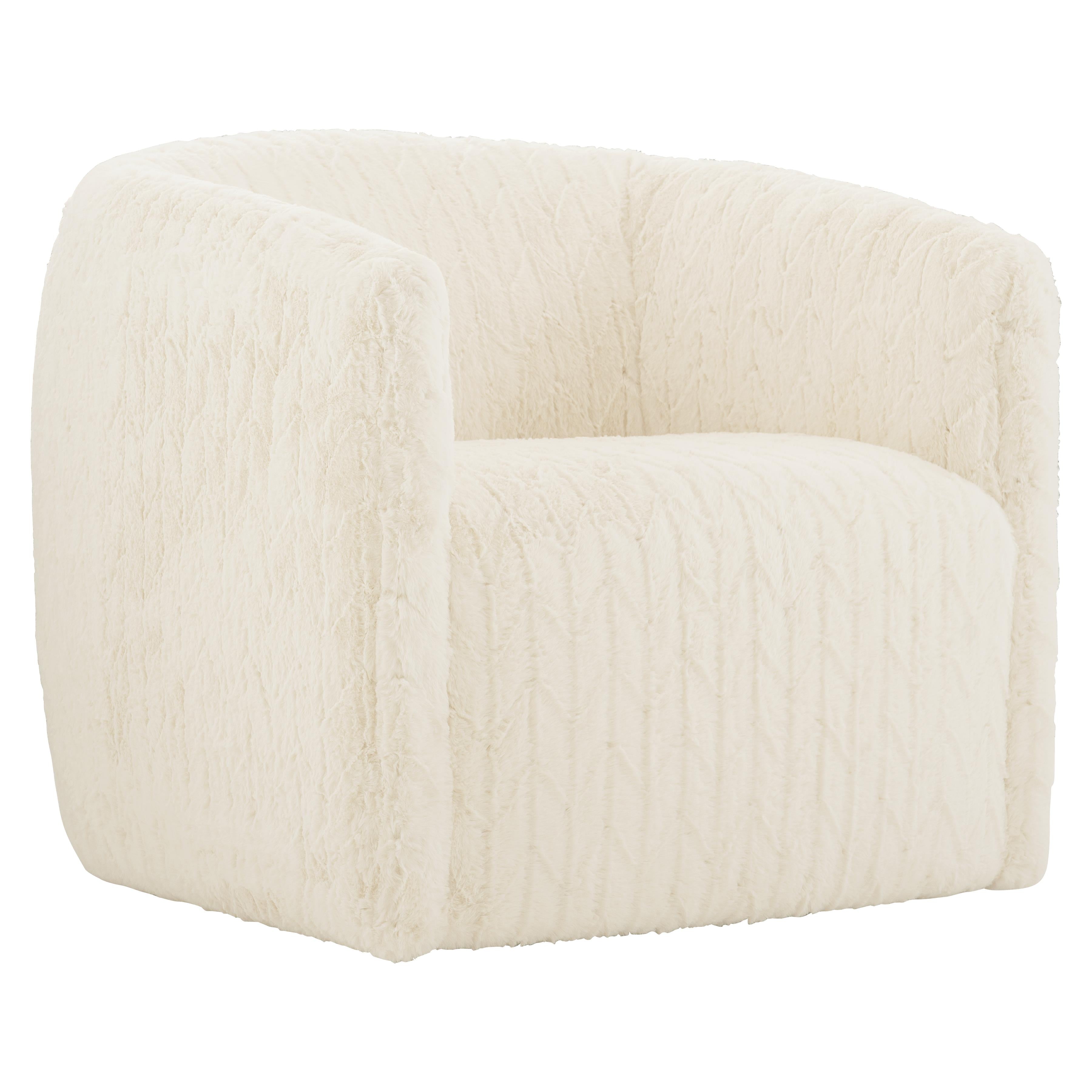 Bernhardt Aline Swivel Chair, White Boucle