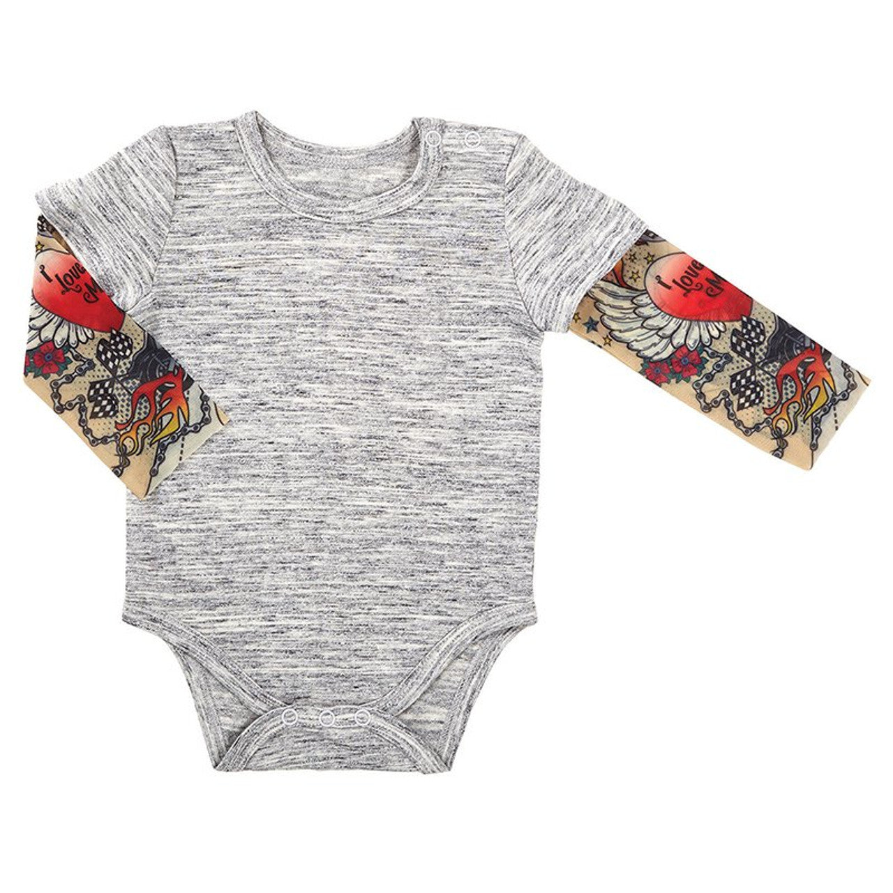 Tattoo Snap shirt, Gray, 6-12 Months