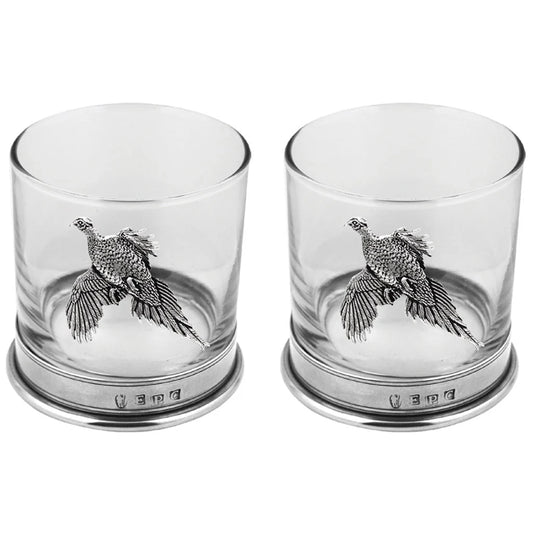 Pheasant Double Tumbler, Pewter