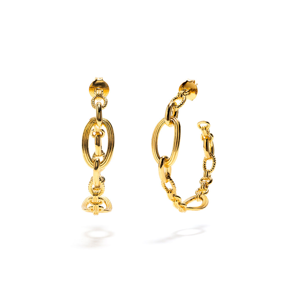 Monique Chain Hoop Earrings, Gold