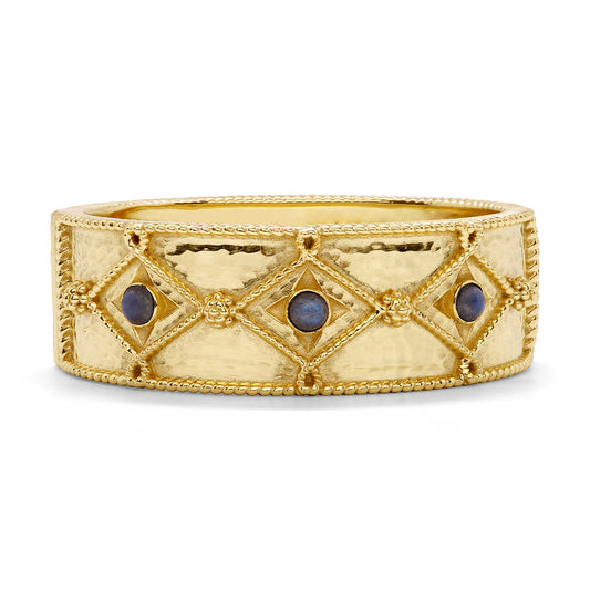 Victoria Hinged Bangle, Blue/Gold Labradorite