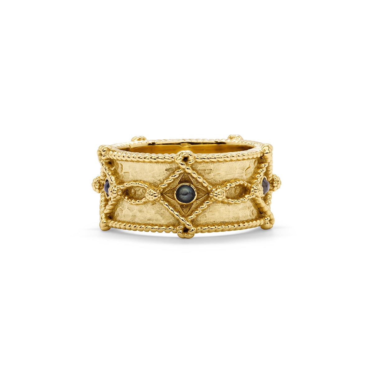 Victoria Ring Band, Gold/Blue Labradorite