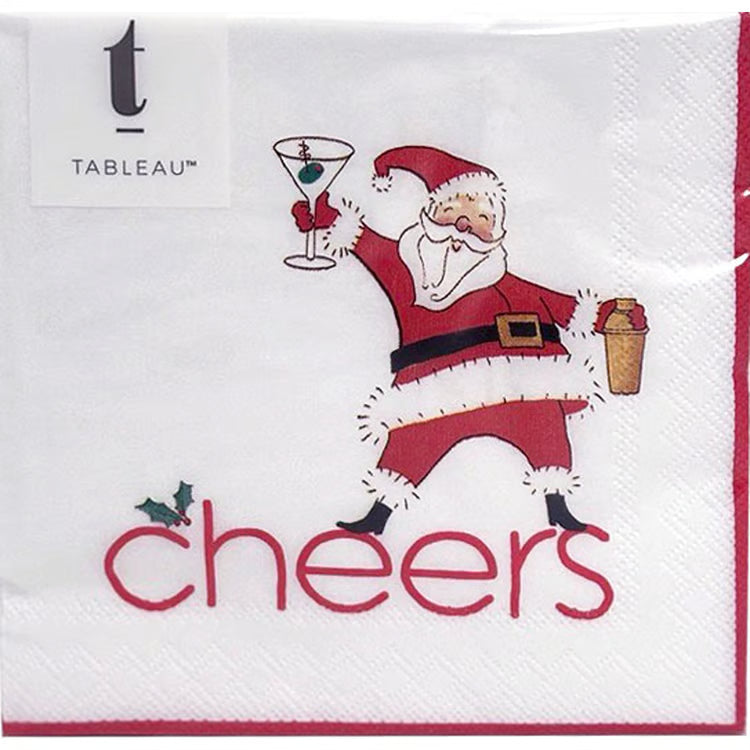 Cocktails with Santa Paper Beverage Napkins