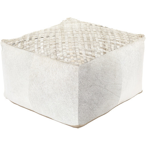 Surya Stool, Hair on Hide, Gray, Ivory