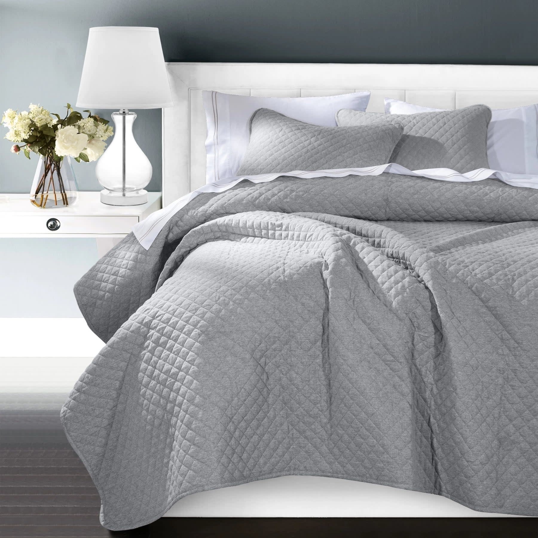 HIEND Anna 3 Piece Coverlet Set Queen Gray