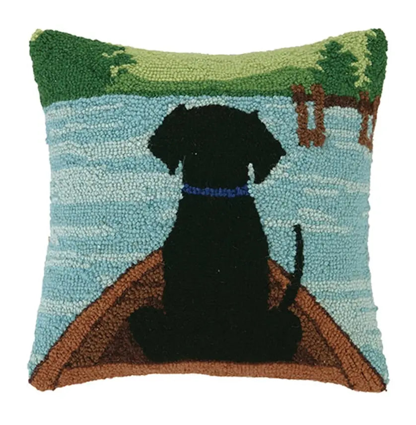 Black Lab, Canoe Hook Pillow