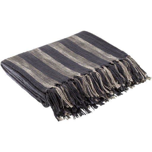 Surya Briar Throw, Navy/Gray Stripe