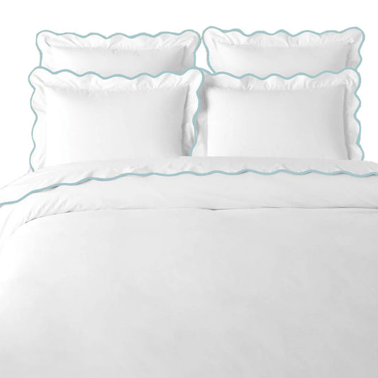 Scalloped Duvet Cover, Queen, Blue
