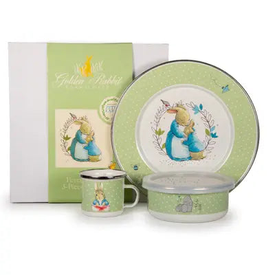 Polka Dot Peter Rabbit Child Enamelware Set