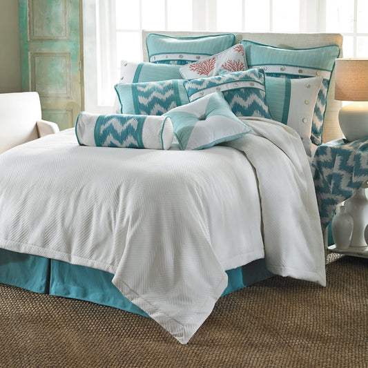 HIEND Catalina Twin Duvet Cover Set, white and Teal