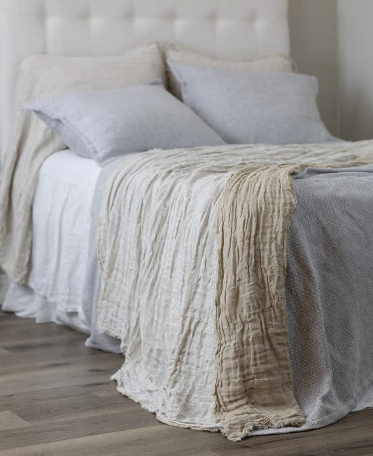 Amity Home Kent Linen Bedspread White Natural Queen