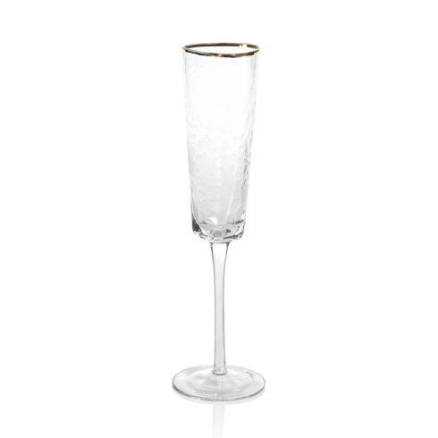 Zodax Apertivo Triangular Champagne Flute -Luster w/ Gold Rim