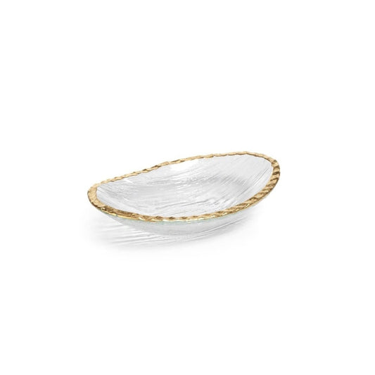 Zodax Clear Textured Bowl w/Jagged Gold Rim Lg