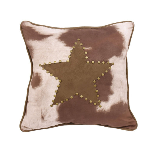 HIEND Cowhide Star Accent Pillow w/Fringe