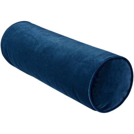 Surya Cotton Velvet Bolster Pillow, 7x21", Navy Blue