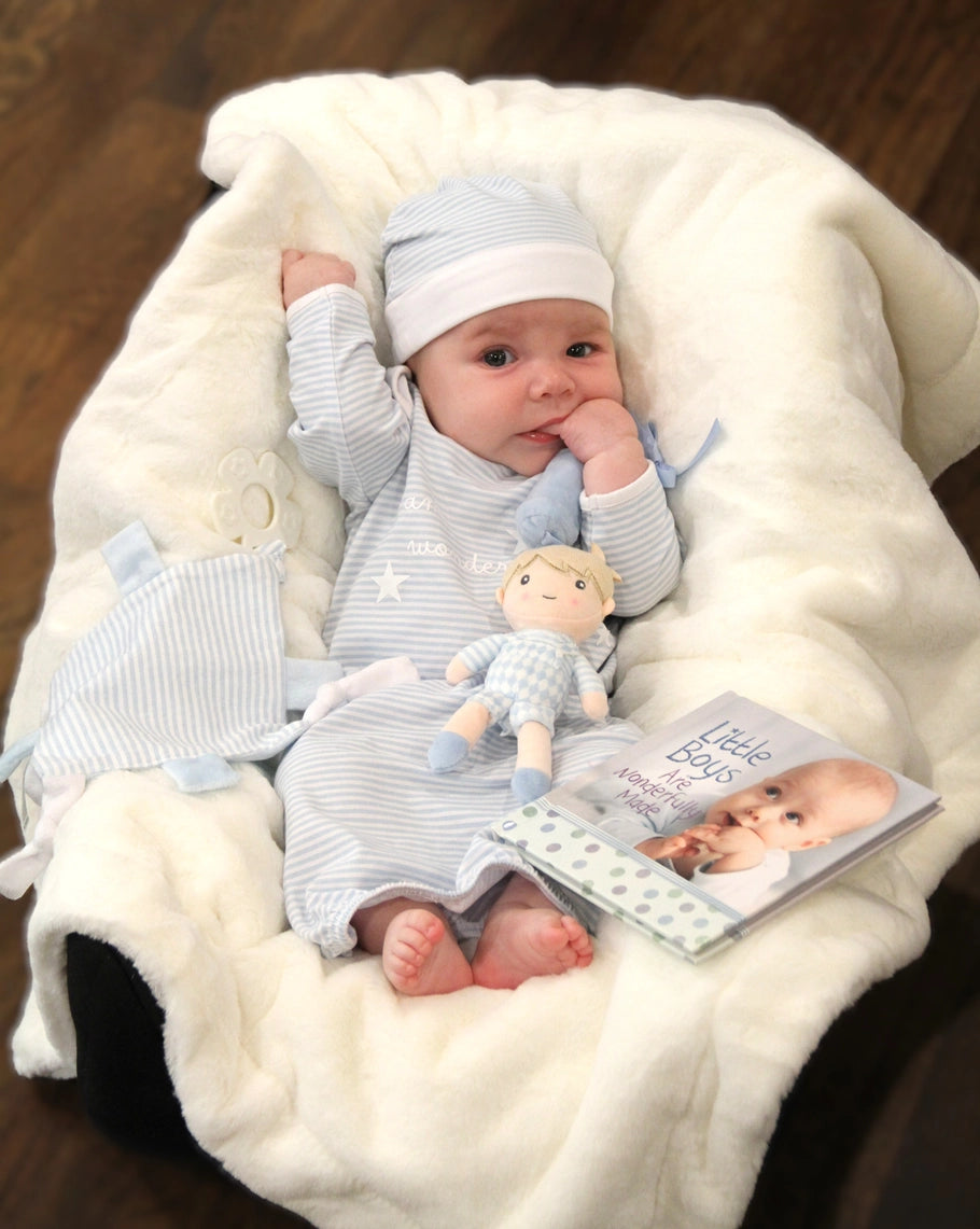 Blue "Wonderfully Made" Sack Gown and Cap