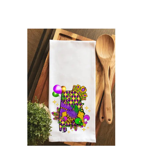 State of Alabama Mardi Gras Tea Towel