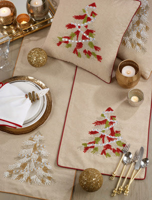Beaded Christmas Tree Runner, 16x72"