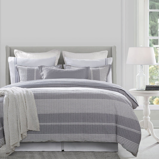 HIEND Lane Stripe 3 piece Comforter Set Queen Gray