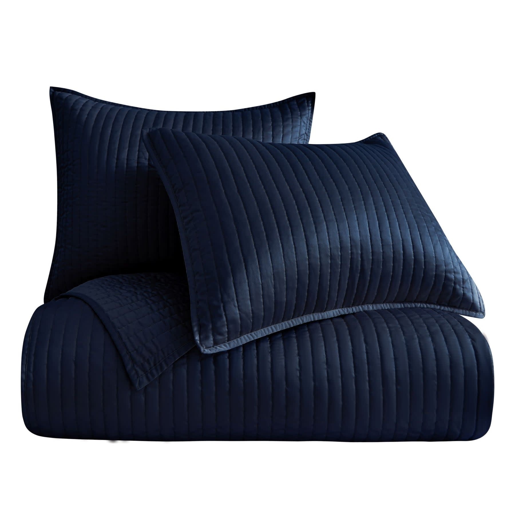 HIEND Channel Satin Quilt Set  Queen Blue