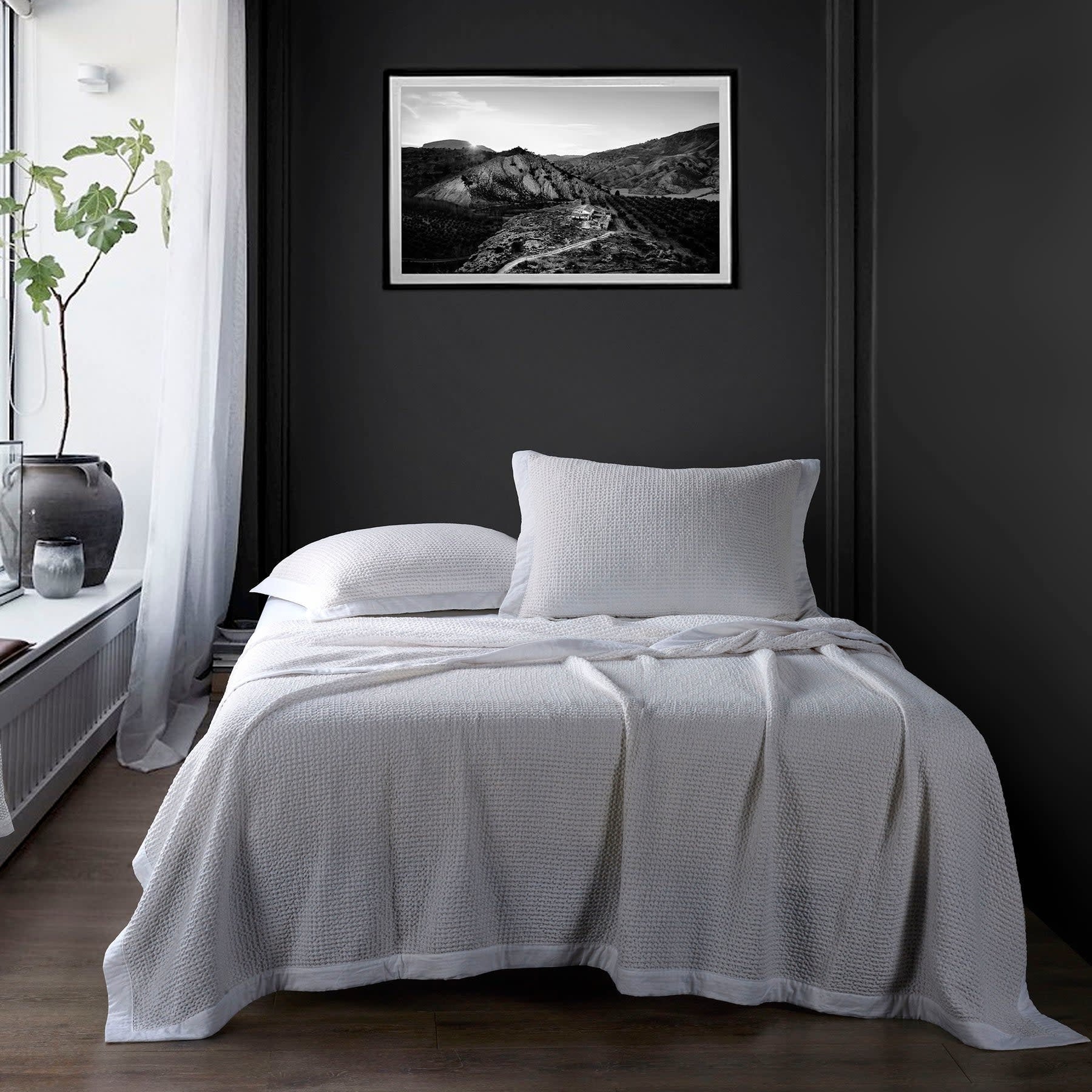 HIEND Coverlet, Full/Queen, Waffle Weave, White