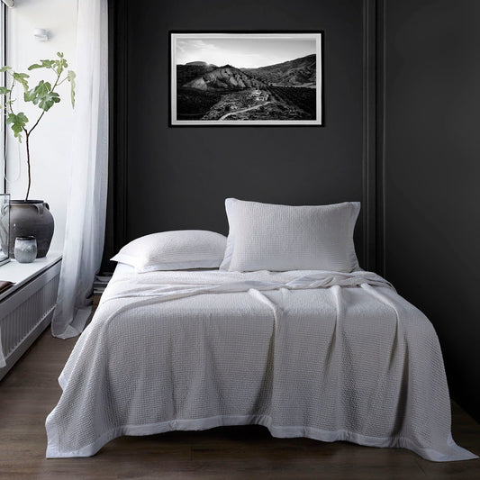 HIEND Coverlet, Full/Queen, Waffle Weave, White