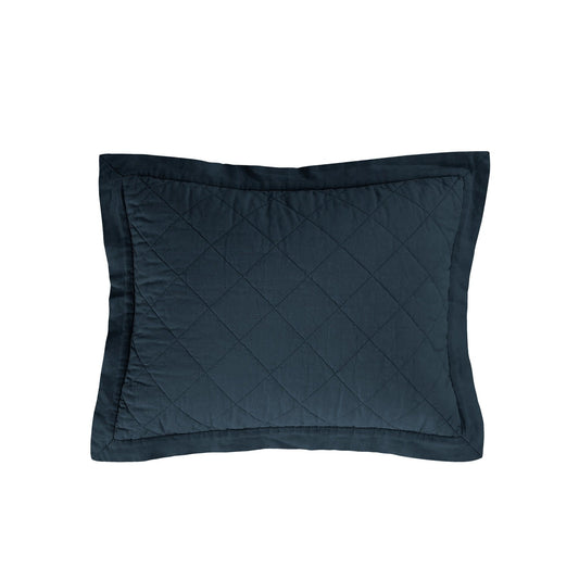 HiEND Linen Quilted Boudoir Pillow, Navy, 12x16