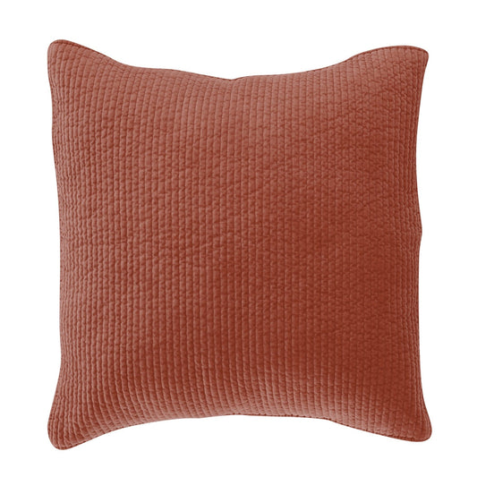 HIEND Stonewashed Cotton Quilted Velvet Euro Sham, Salmon