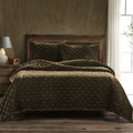 HIEND Stella Velvet Quilt Queen Ochre Green