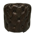 Blue Ocean Traders  Buttoned Up Leather Stool/Ottoman - Brown