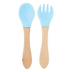 Silicone Fork and Spoon Set, Blue
