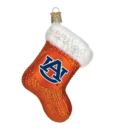 Old World Auburn Stocking Glass Ornament