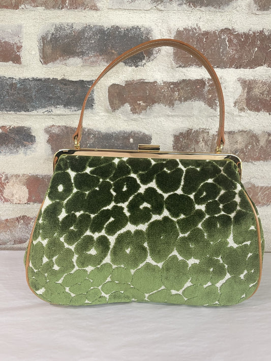 Glenda Gies Gigi  Bag, Emerald Green Cheetah Spots on Ivory