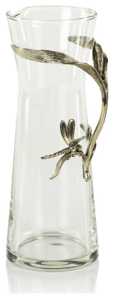 Zodax Dragonfly Pewter & Glass Pitcher