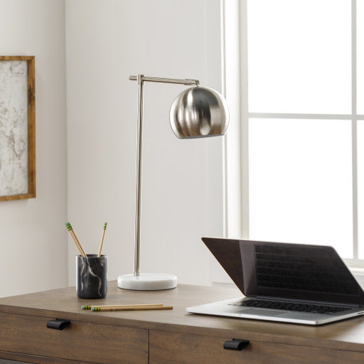 Surya Hartford Desk Lamp, Silver, 21x15x6