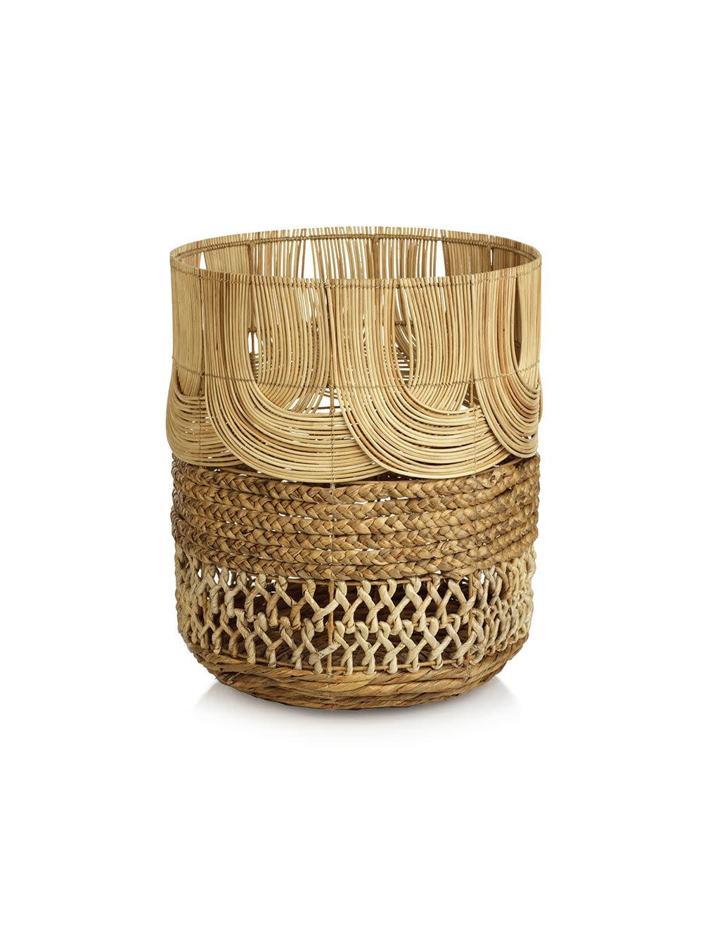 Zodax Maiacca Multi-weave Rattan and Water Hyacinth Basket