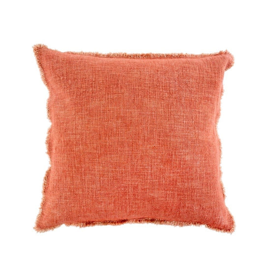 Indaba, Selena Linen Pillow, Coral, 20X20