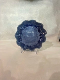 Mudtown Pottery 8.5" Pie Plate with Fluted edge, Blue Rutile