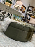 Vanguard Green Pine Velvet Round Ottoman 45